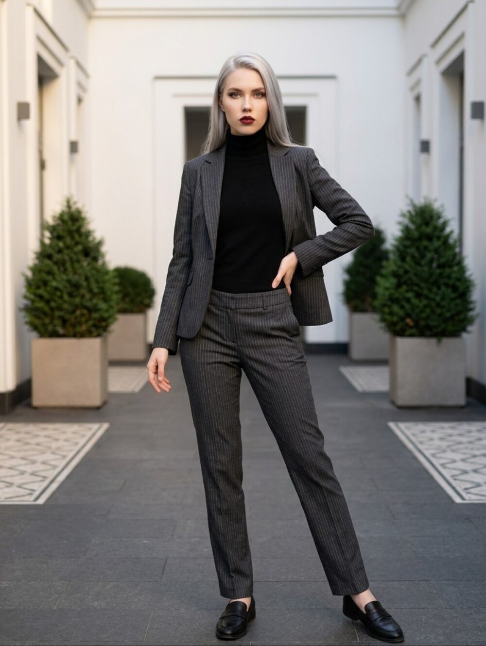 0470 Rafaella Gray Pinstripe Trousers